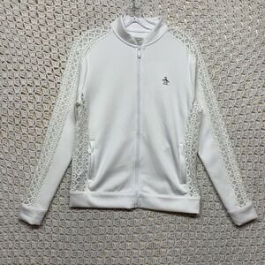 Original Penguin Tennis Jacket Top Women Size S White Performance Sweater